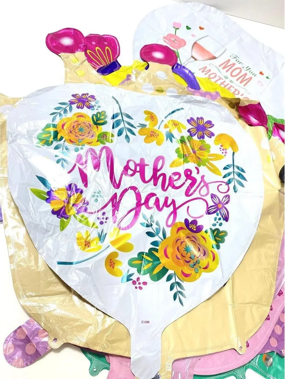 Happy Mothers Day Foil Balloons 7pc Set Heart Star Flower Decor New Celebration